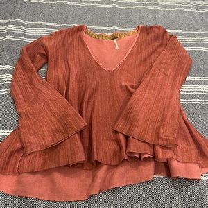 FREE PEOPLE V-neck Knit Sweater - Rose pink - Size XS